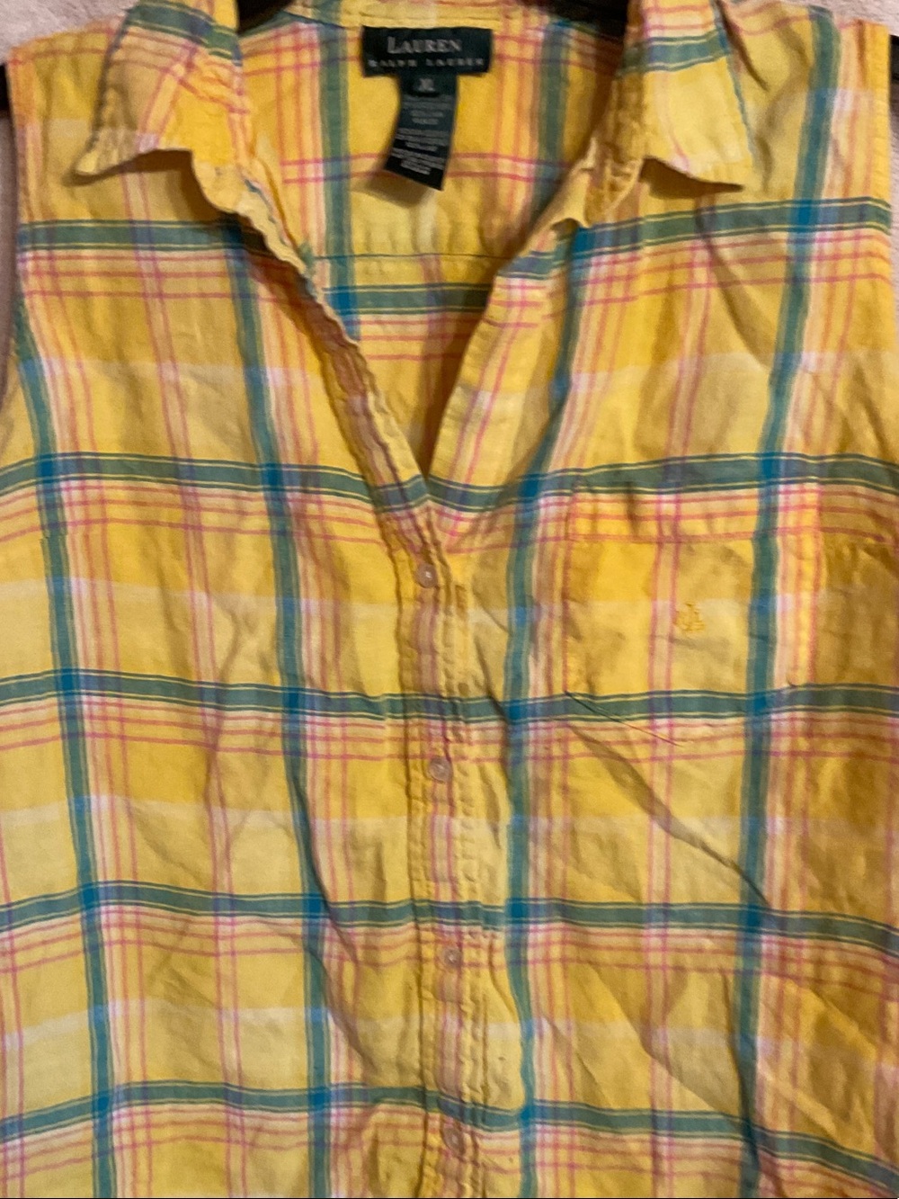 Ralph Lauren Yellow Plaid Button-Down Shirt with Blue & Pink Checks
